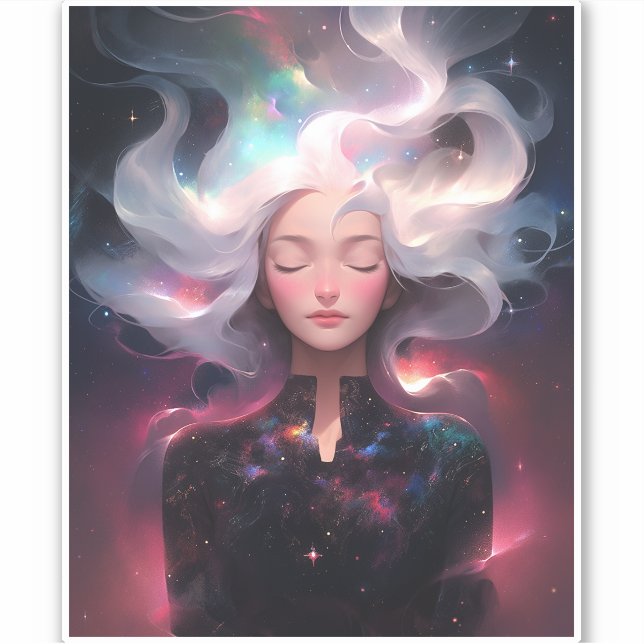 Anime Girl Made of Stars Aufkleber (Vorderseite)