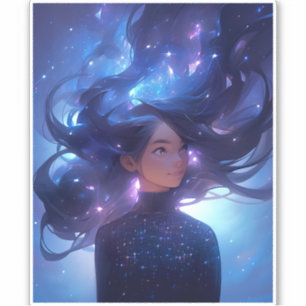 Anime Girl Made of Stars Aufkleber