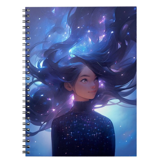 Anime Girl Made of Stars Notizblock (Vorderseite)