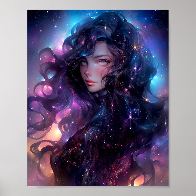 Anime Girl Made of Stars Poster (Vorne)