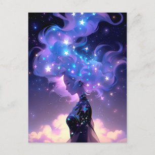 Anime Girl Made of Stars Postkarte