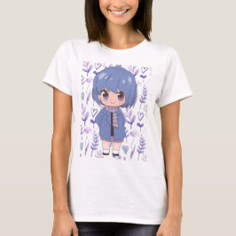 Anime Girl mit Blume T-Shirt