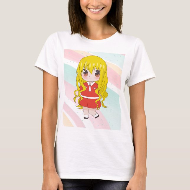Anime Girl mit Blume T-Shirt (Vorderseite)