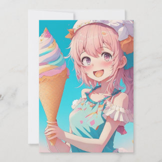 Anime Girl mit Cupcake Birthday Party Einladung