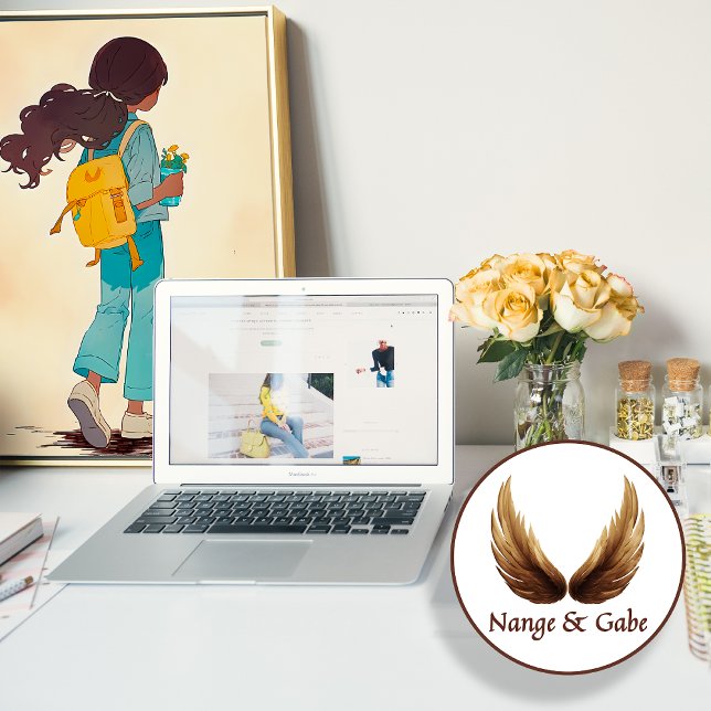 Anime Girl mit gelbem Rucksack und Blume Poster (Captivating anime girl, walking with a yellow backpack.)