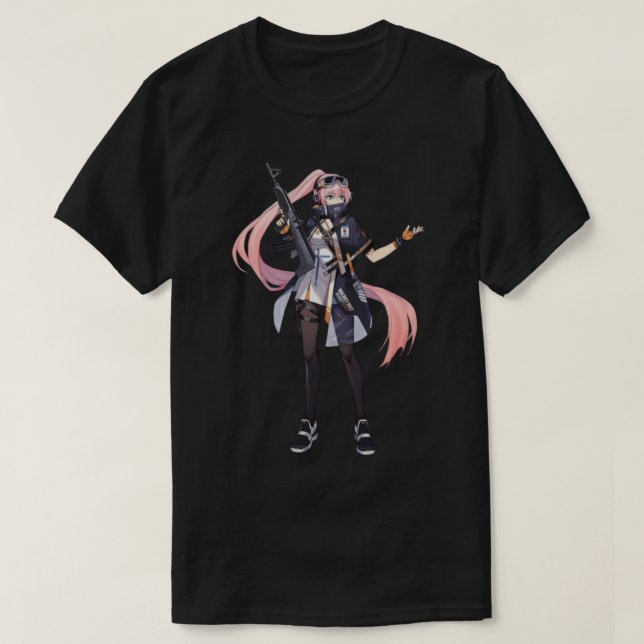 Anime-Girl mit Gewehr T-Shirt (Design vorne)
