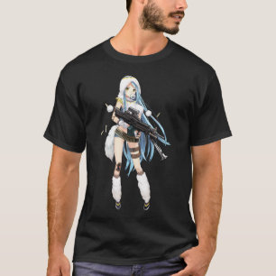 Anime Girl mit Gun T-Shirt