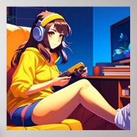 Anime Girl mit Kopfhörern