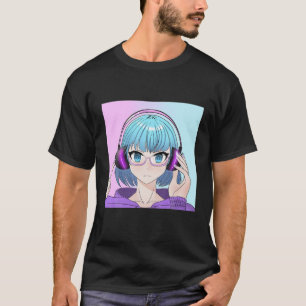 Anime Girl mit Kopfhörern T-Shirt