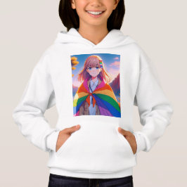 Anime Girl mit LGBTQIA+ Cape Hoodie