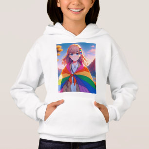 Anime Girl mit LGBTQIA+ Cape Hoodie