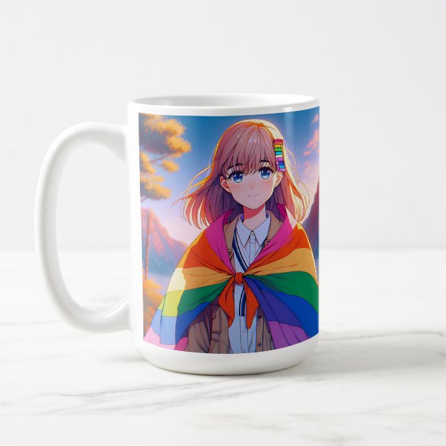 Anime Girl mit LGBTQIA+ Cape Kaffeetasse (Links)