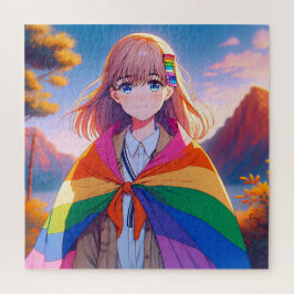 Anime Girl mit LGBTQIA+ Cape Puzzle