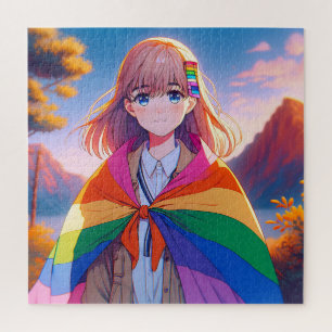 Anime Girl mit LGBTQIA+ Cape Puzzle