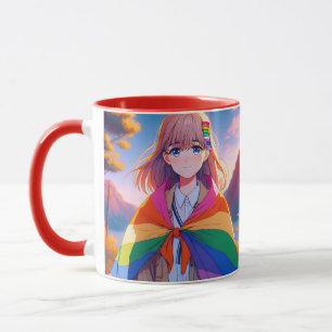 Anime Girl mit LGBTQIA+ Cape Tasse