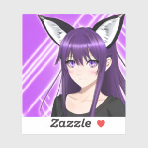 Anime Girl mit Lila Haar und Augen Aufkleber