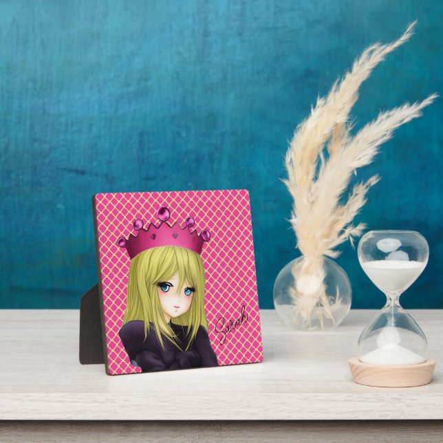 Anime Girl mit rosa Crown Plaque Fotoplatte (InSitu)