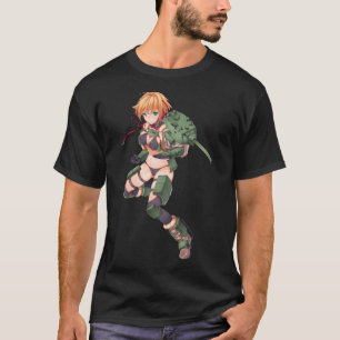 Anime Girl mit Schusswaffendesign cool T-Shirt