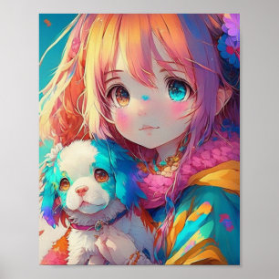 Anime Girl mit Welpe Poster
