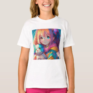 Anime Girl mit Welpe T-Shirt