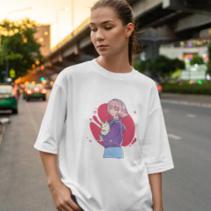 Anime Girl mit Welpe T-Shirt