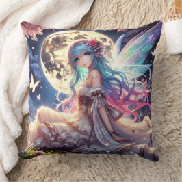 Anime Girl Moon Fairy Princess in Garden Kissen