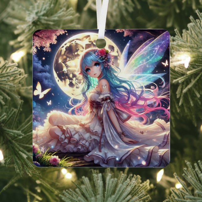 Anime Girl Moon Fairy Princess in Garden Ornament Aus Metall (InSitu)