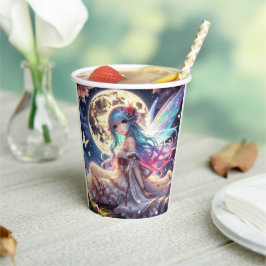 Anime Girl Moon Fairy Princess in Garden Pappbecher