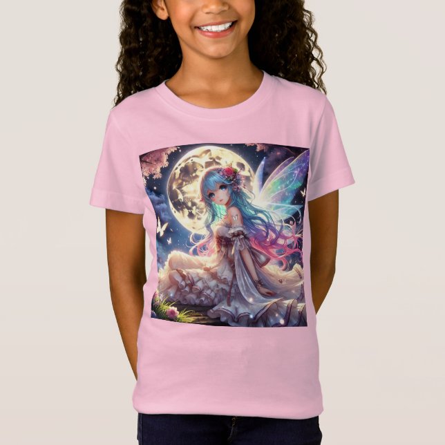 Anime Girl Moon Fairy Princess in Garden T-Shirt (Vorderseite)
