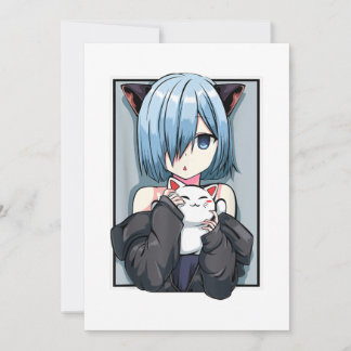 Anime Girl Neko Catgirl Pastel Kawaii Cat Manga Ja Einladung