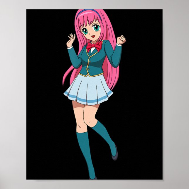 Anime Girl Niedlich Waifu Japanischer Cartoon-Char Poster (Vorne)