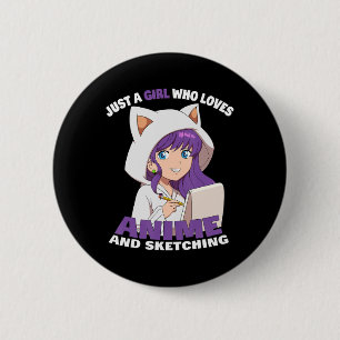 Anime Girl nur ein Mädchen, das Anime und Sketchi  Button