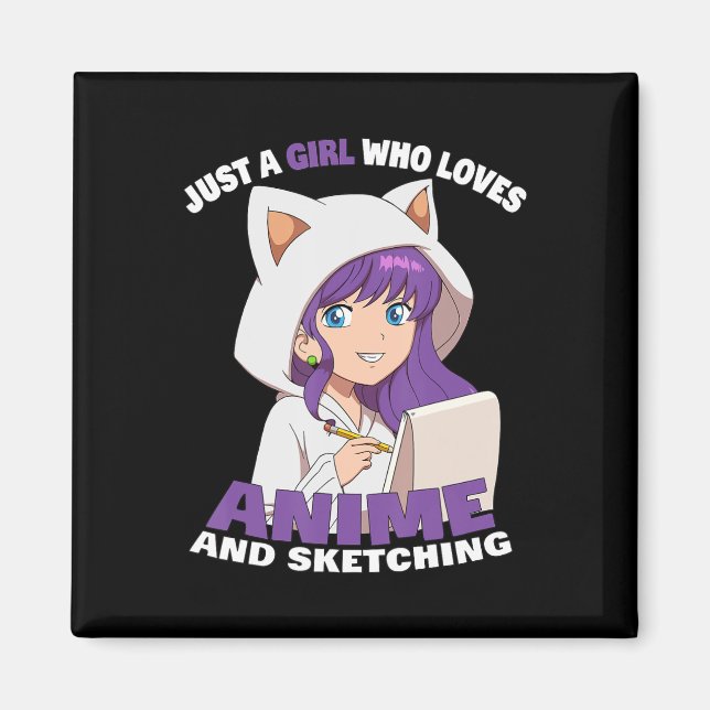 Anime Girl nur ein Mädchen, das Anime und Sketchi  Magnet (Vorne)