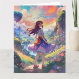 Anime Girl on Adventure Large Karte