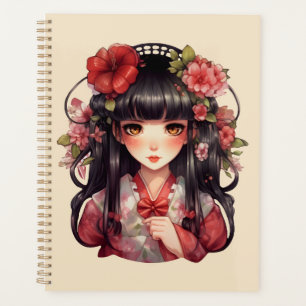 Anime Girl Pink-Blume Planer