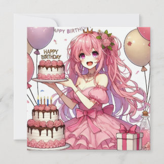 Anime girl Pink Geburtstag Einladung