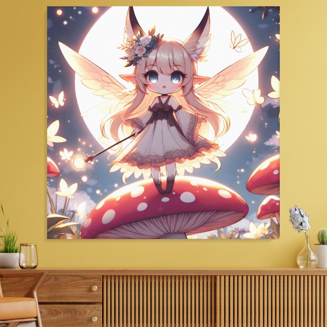 Anime Girl Pixie Hippie Moon Fairy Leinwanddruck (Insitu (Wohnzimmer))