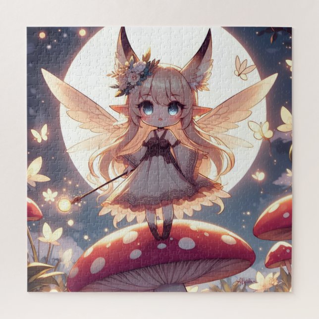 Anime Girl Pixie Hippie Moon Fairy Puzzle (Vertikal)