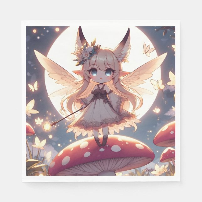 Anime Girl Pixie Hippie Moon Fairy Serviette (Vorderseite)