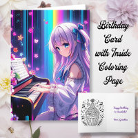 Anime Girl Playing Piano Personalisiert Geburtstag