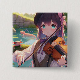 Anime Girl Playing Violine und Axolotls Button