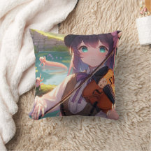 Anime Girl Playing Violine und Axolotls