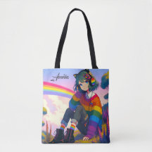 Anime Girl Rainbow Sweater Personalisiert