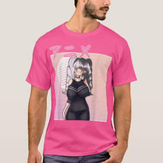 Anime girl retro Japanese vaporwave aesthetic pink T-Shirt