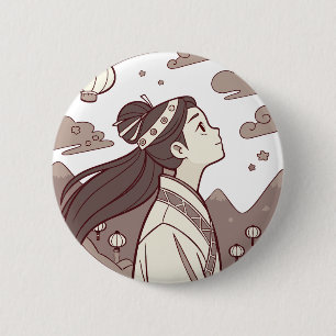 Anime Girl scheint Blossom Niedliches Geschenk ✨ ☁ Button