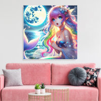Anime Girl Singing Moonlight Pixie Rainbow Mermaid