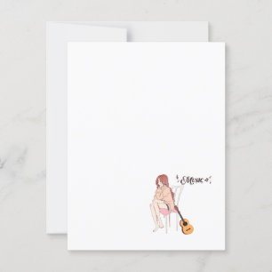 Anime Girl Sitting mit gwt & Musiknoten - Aesthe Postkarte