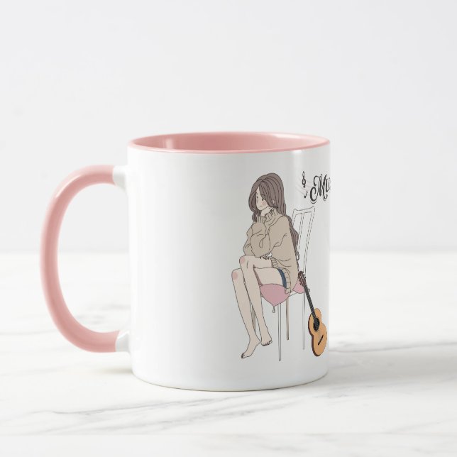 Anime Girl Sitting mit gwt & Musiknoten - Aesthe Tasse (Links)