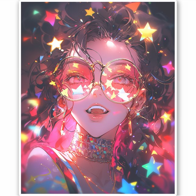 Anime Girl Stars Aufkleber (Vorderseite)