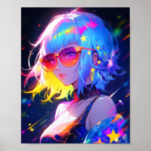 Anime Girl Stars Poster